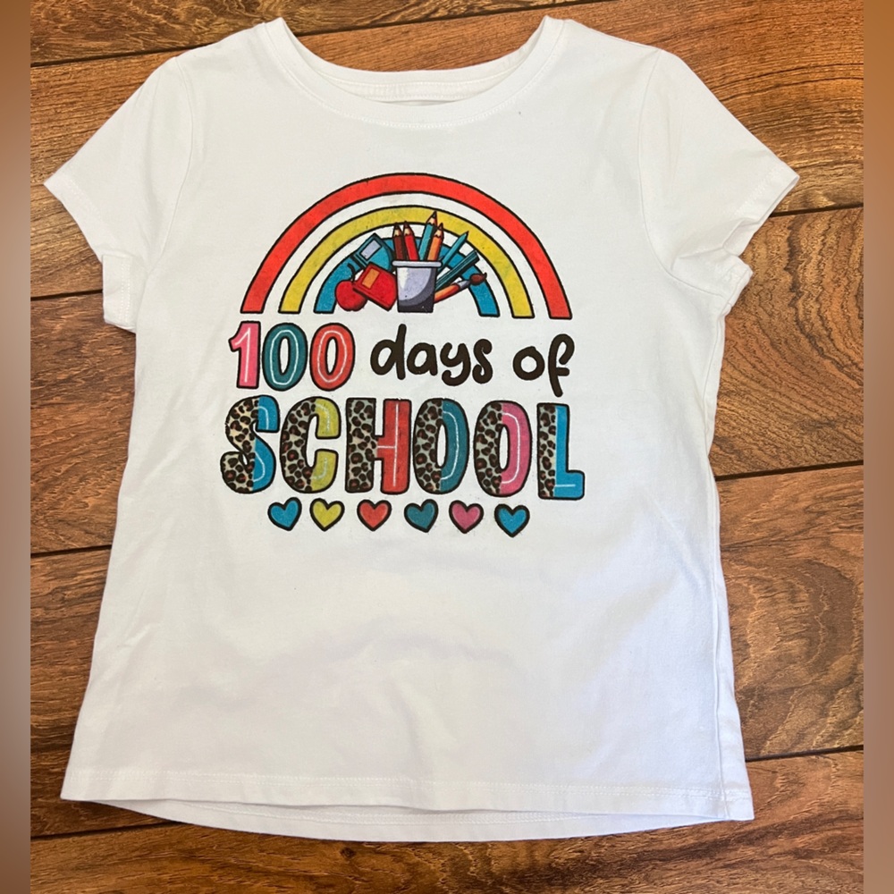 Wonder Nation Red and White Short Sleeve Tee “100 Days of School”